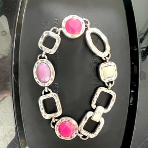 Lia Sophia silver toned bracelet with pink & purple accents